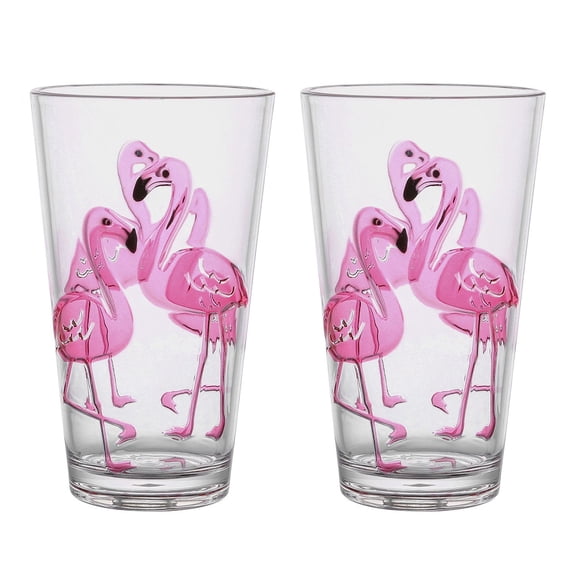 Gourmet Art 2-Piece Flamingo Acrylic 24 oz. Highball Tumbler, for Indoor and Outdoor and Everyday Use