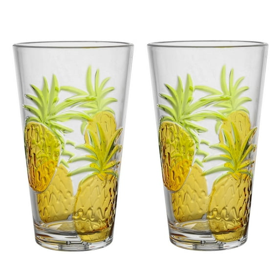 Gourmet Art 2-Piece Pineapple Acrylic Highball 24 oz. Tumbler, for Indoor and Outdoor and Everyday Use