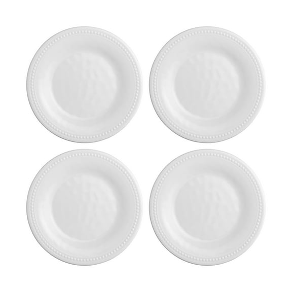 Gourmet Art 4-Piece 6 Inch Melamine Serving Plates Appetizer Plates Dessert Plates (Beaded White)