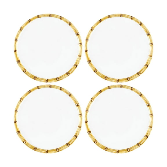 Gourmet Art 4-Piece Bamboo Heavyweight and Durable Melamine 6 Inch Plate, for Indoors Outdoors Use, Party and Everyday Use.
