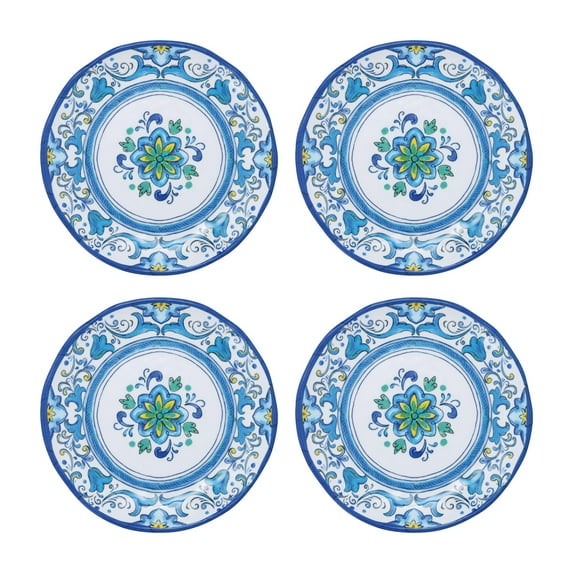 Gourmet Art 4-Piece Blue Floral Melamine 6" Plate