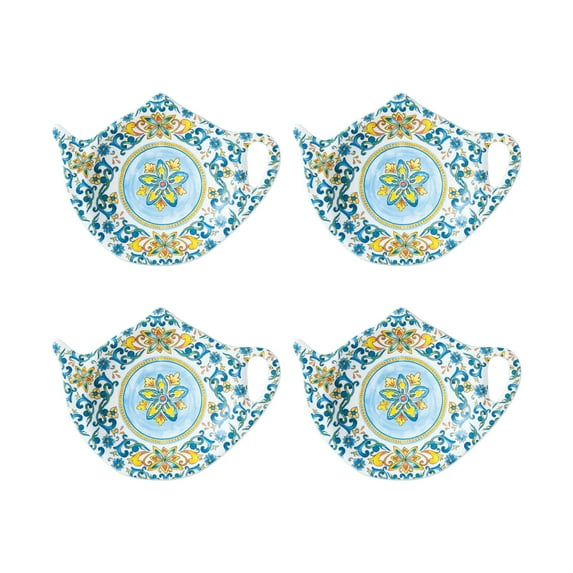 Gourmet Art 4-Piece Chianti Teapot Shaped Tea Bag Holder Set/Spoon Rests