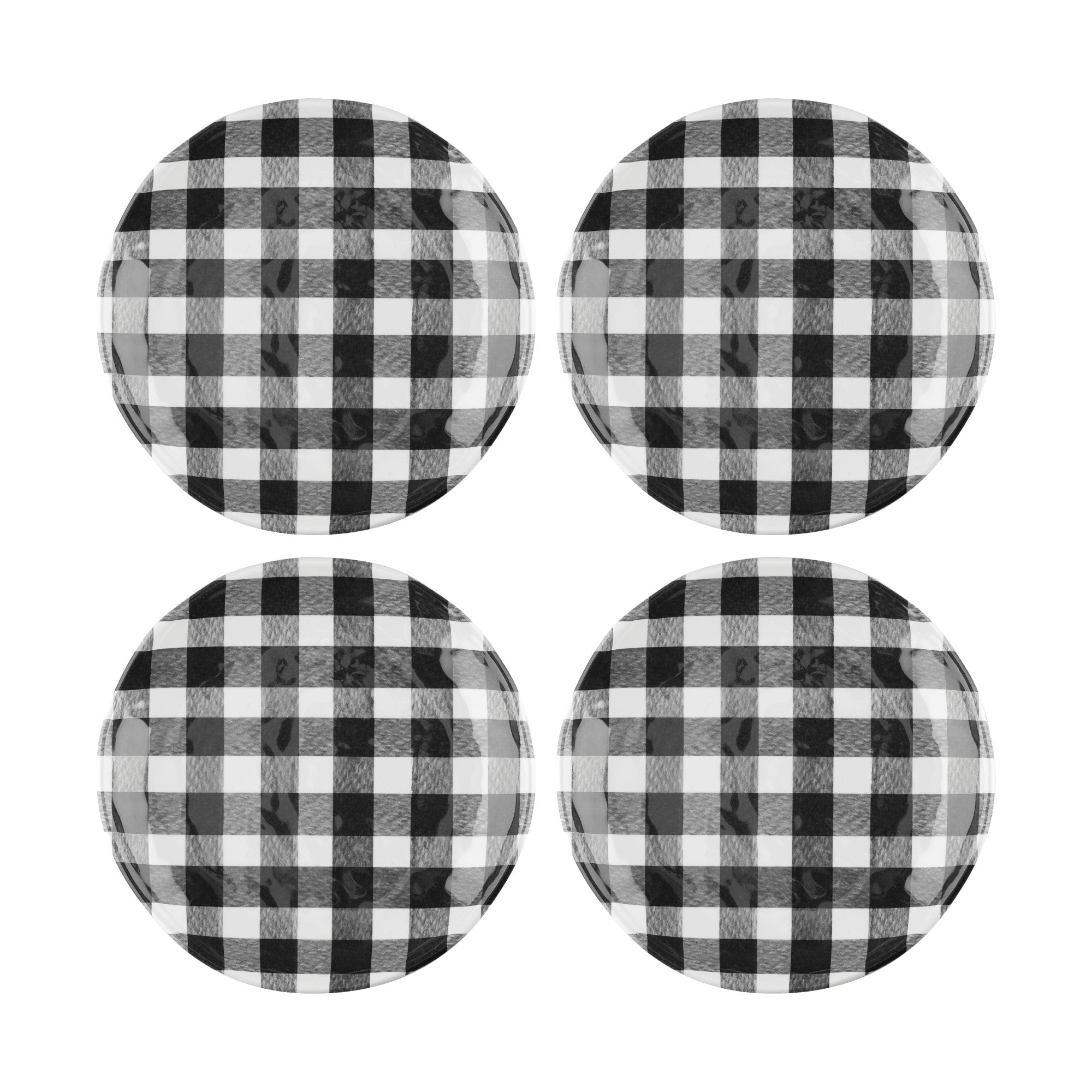 Gourmet Art 4-Piece Gingham 6 Inch Melamine Serving Plates/Appetizer ...