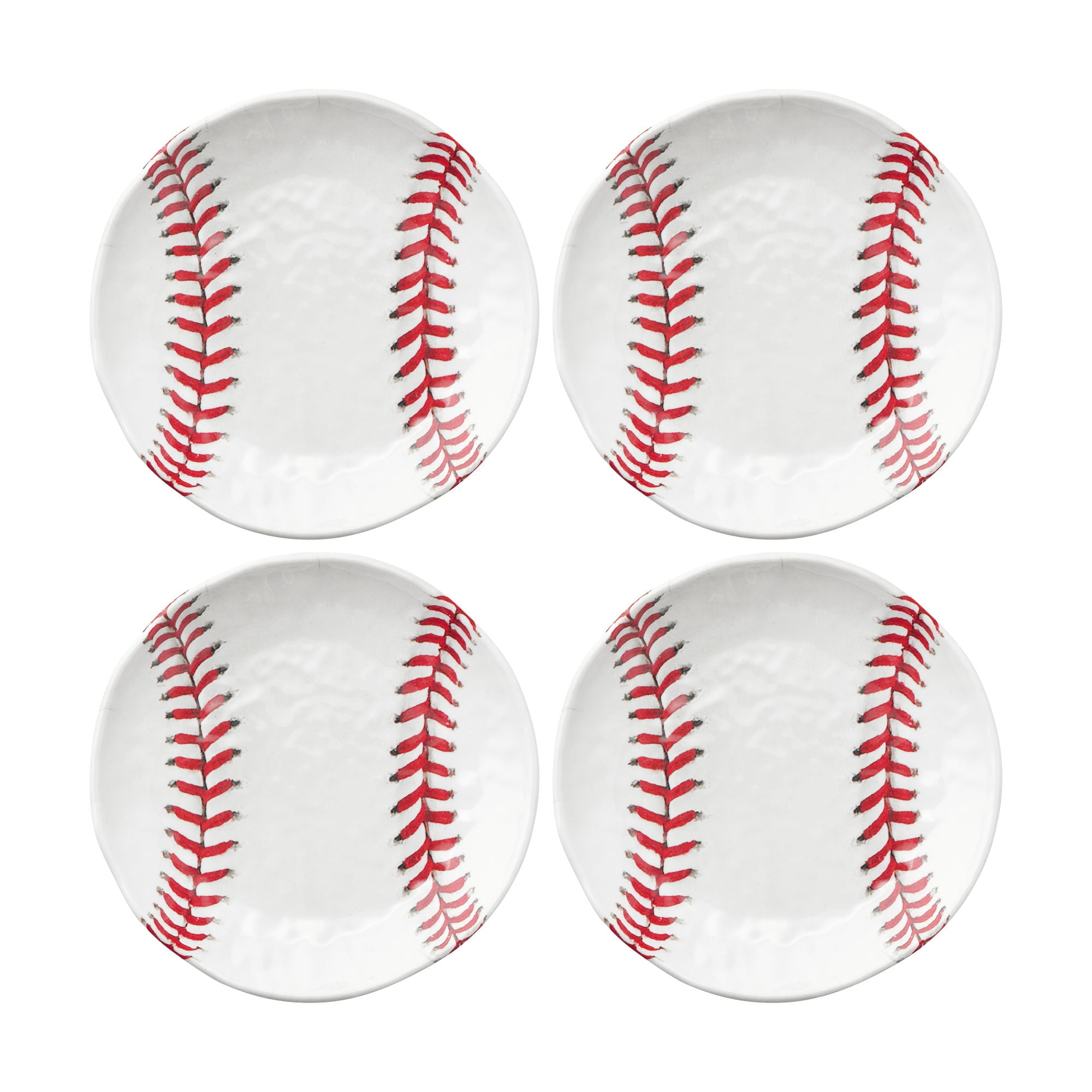 Gourmet Art 4-Piece Heavyweight and Durable Melamine 6 Inch Baseball Plate, for Indoors Outdoors Use, Party and Everyday Use.