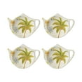 thumbnail image 1 of Gourmet Art 4-Piece Ikat Palm Teapot Shaped Tea Bag Holder Set/Spoon Rests, 1 of 5