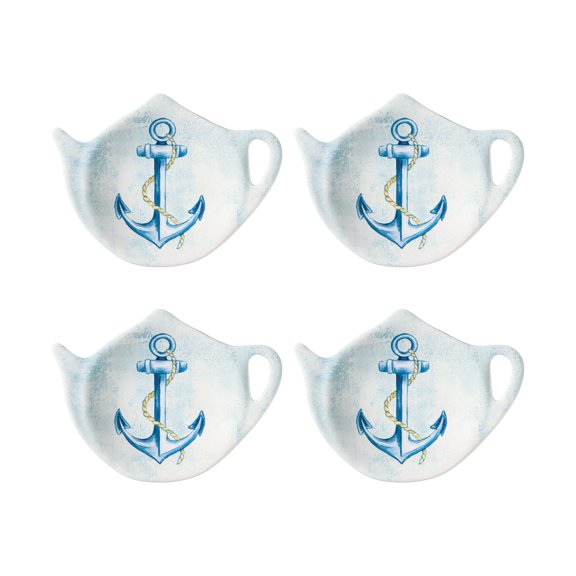 Gourmet Art 4-Piece Sail Away Teapot Shaped Tea Bag Holder Set/Spoon Rests