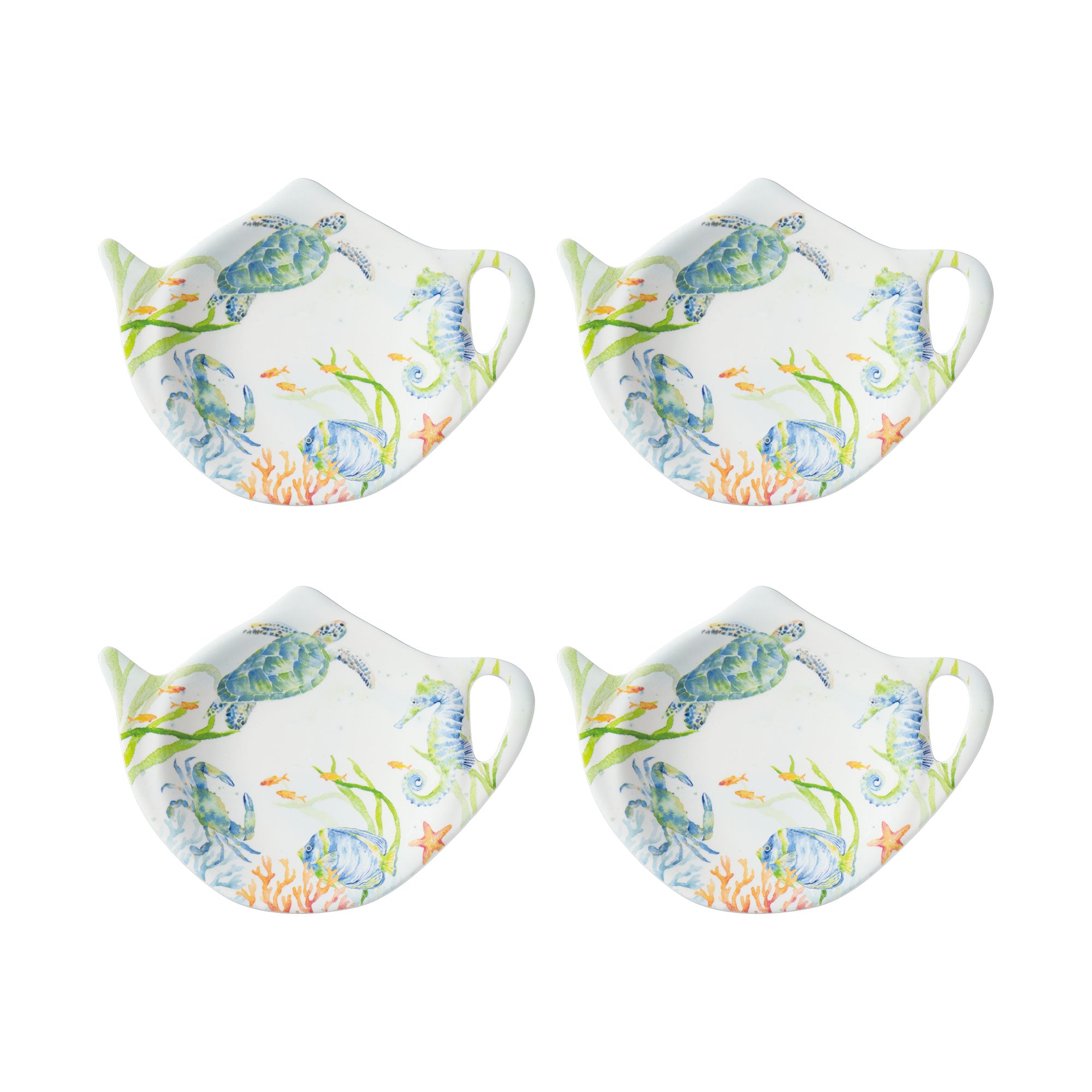 Gourmet Art 4-Piece Sealife Serenade Teapot Shaped Tea Bag Holder Set ...