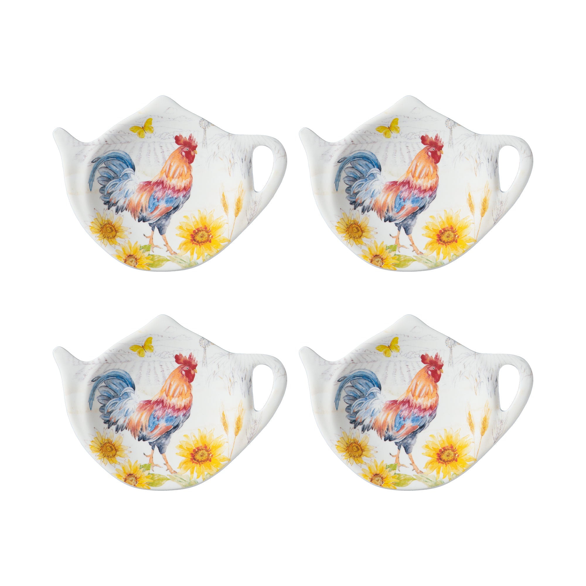 Gourmet Art 4-Piece Sunshine Teapot Shaped Tea Bag Holder Set/Spoon ...