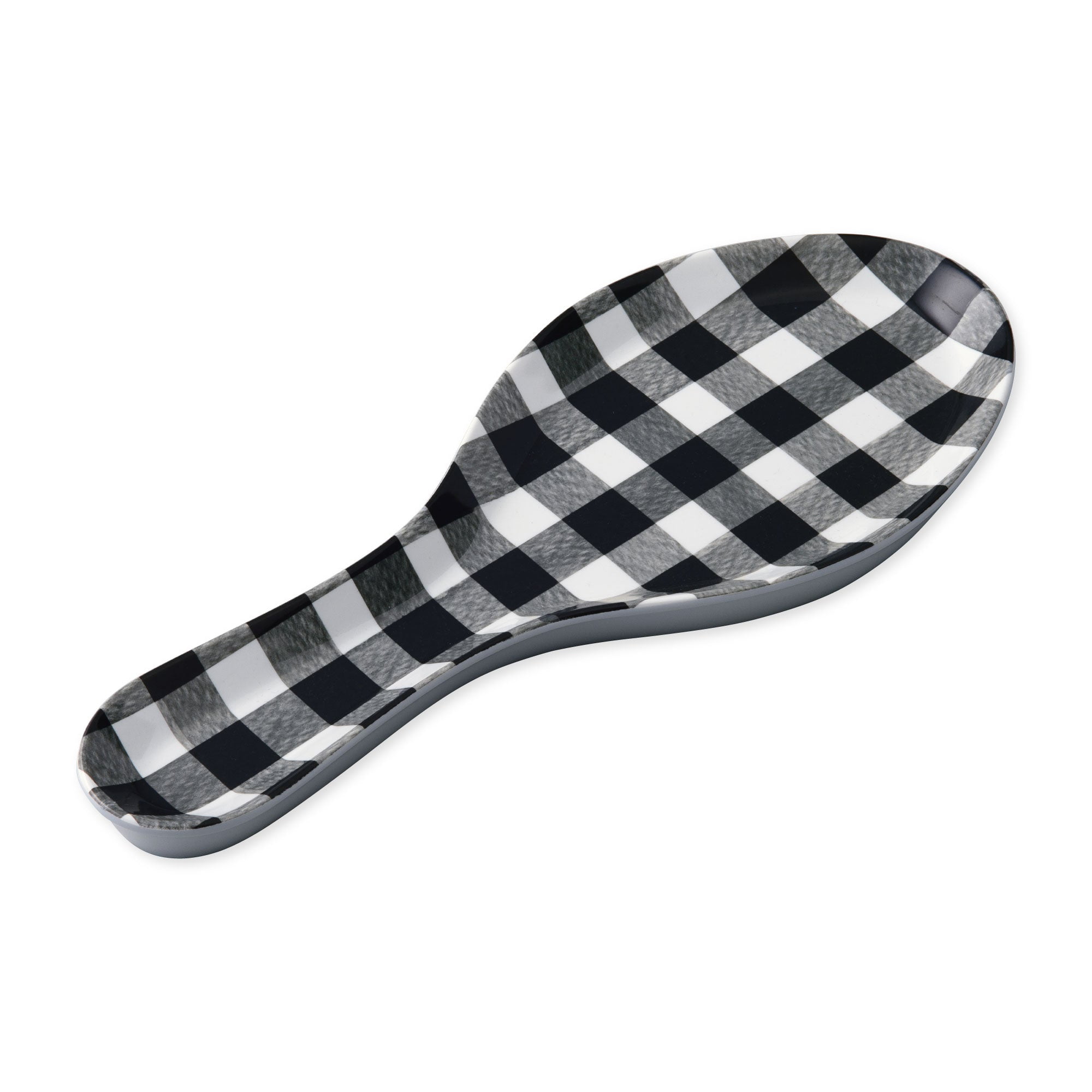 Supreme Housewares Black Gingham Melamine Spoon Rest Spoon Holder Kitchen Utensil Holders