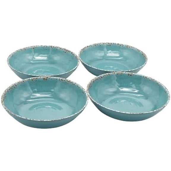 Gourmet Art Crackle 8.1" Melamine Salad and Pasta Bowls - Aquamarine 32 oz Set of 4$$Home Decor, Kitchen, & Other