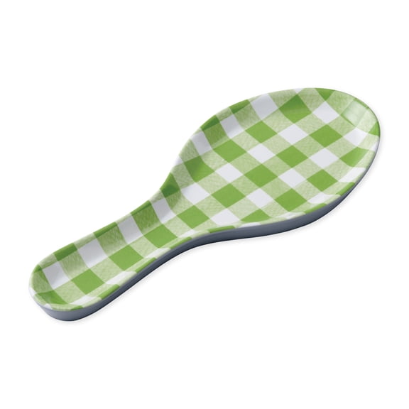 Gourmet Art Green Gingham Melamine Spoon Rest Spoon Holder Kitchen Utensil Holders