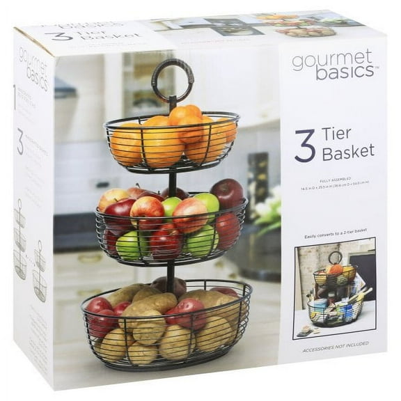 Gourmet Basics Metal and Steel Storage Basket