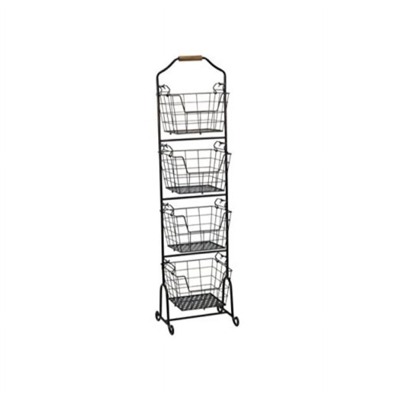 Gourmet Basics by Mikasa Ferme 4 Tier Metal Floor Standing Fruit Home Storage Market Basket Antique Black