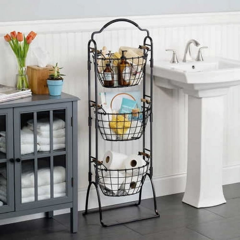 Gourmet Basics by Mikasa Harbor 3-Tier Wire Market Basket - NEW