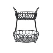 Gourmet Basics by Mikasa Loop and Lattice 2 Tier Divided Round Basket, Black