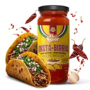 El Sabor Instabirria Adobo Marinade, 16 fl oz Glass Jar, for Birria Tacos, Stew, and Quesabirrias - Easy Authenic Mexican Meals