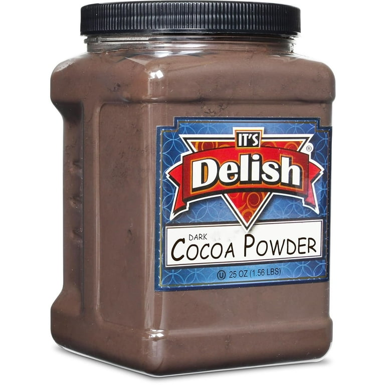 Organic Black Cocoa Powder by Its Delish 25 oz (1.56 lbs) Jumbo Container Premium Chocolatier Grade Dutch 12% Fat Dark Cocoa Powder for Baking