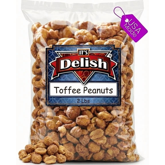 Gourmet Butter Toffee Coated Peanuts by Its Delish, 2 lbs - Sweet Crunchy Caramelized Nuts Snack Candy Covered Nut  Butter Toffee Flavored, Dairy-Free, Vegan, Kosher