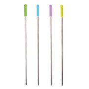 Gourmet By Starfrit 080723-006-0000 Stainless Steel Reusable Straight Straws with Cleaning Brush, Set of 4