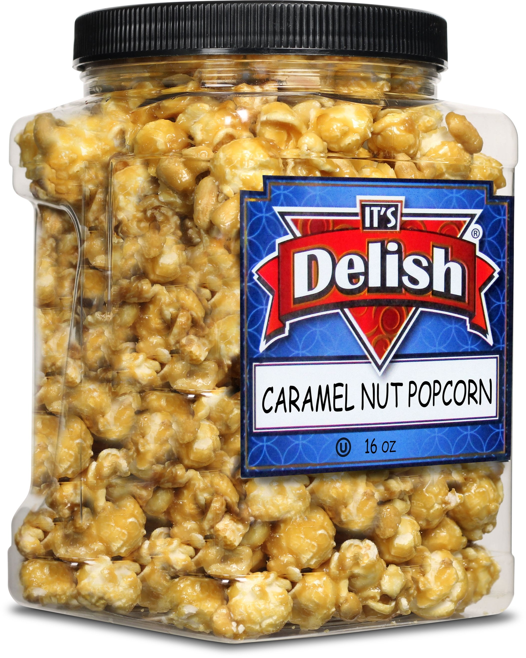 It's Delish Gourmet Caramel Nut Popcorn with Peanuts, 16 OZ Jumbo