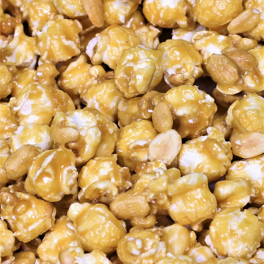 Gourmet Caramel Nut Popcorn With By Its Delish, 2 Lbs Bulk Bag Caramel Air Popped Sweet