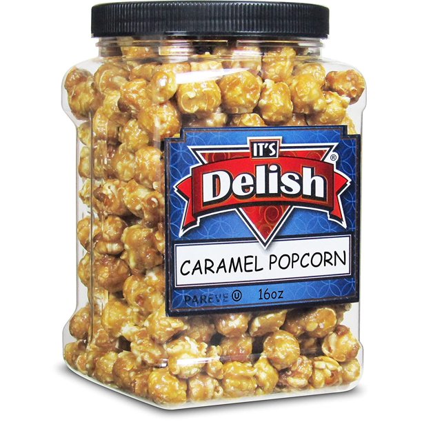 Gourmet Caramel Popcorn by Its Delish, 16 OZ Jumbo Container Original