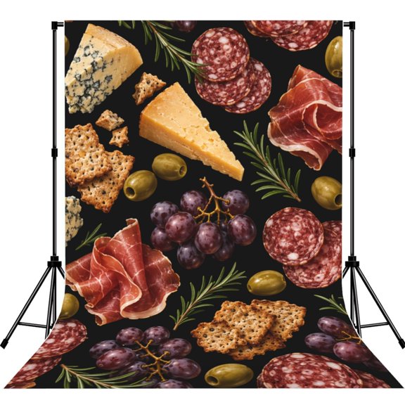 Gourmet Cheese Charcuterie Art Photography Backdrop 5x7Ft Background for Photo Studio Video Recording Birthday Party Wedding Home Decor