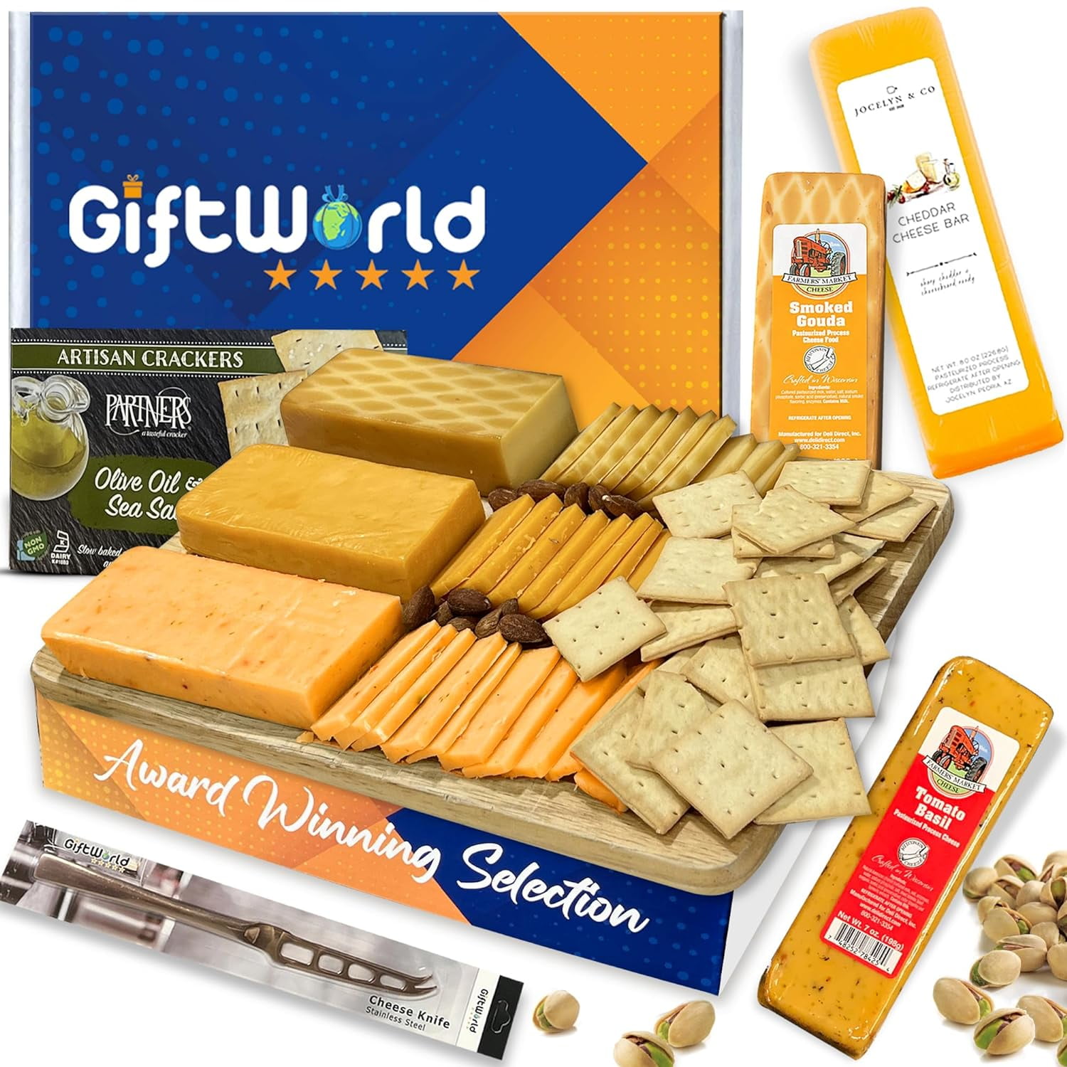 Gourmet Cheese Sampler, Charcuterie Cheese Gift Basket with Cheese