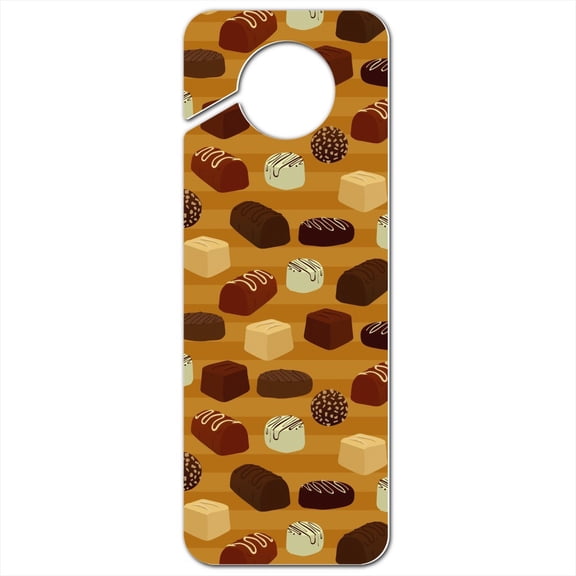 Gourmet Chocolate Candy Sweets Pattern Plastic Door Knob Hanger Sign