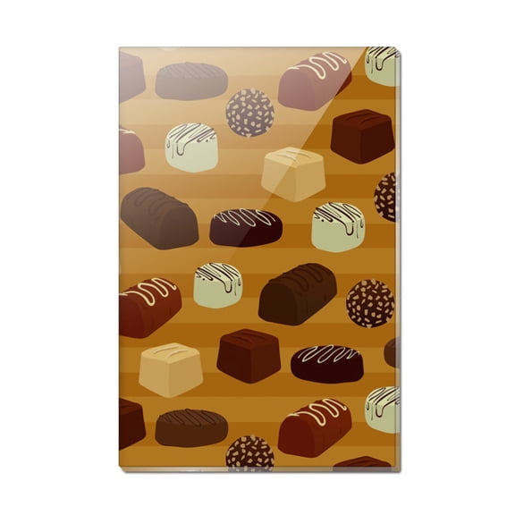 Gourmet Chocolate Candy Sweets Pattern Rectangle Acrylic Fridge Refrigerator Magnet