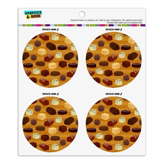 Gourmet Chocolate Candy Sweets Pattern Refrigerator Fridge Locker Vinyl Circle Magnet Set