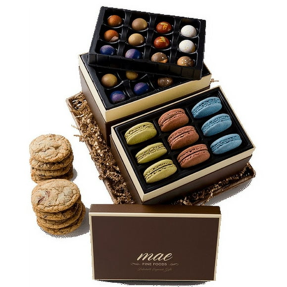 Gourmet Chocolate Macarons Chocolate Chunk Cookie Large Gift Basket