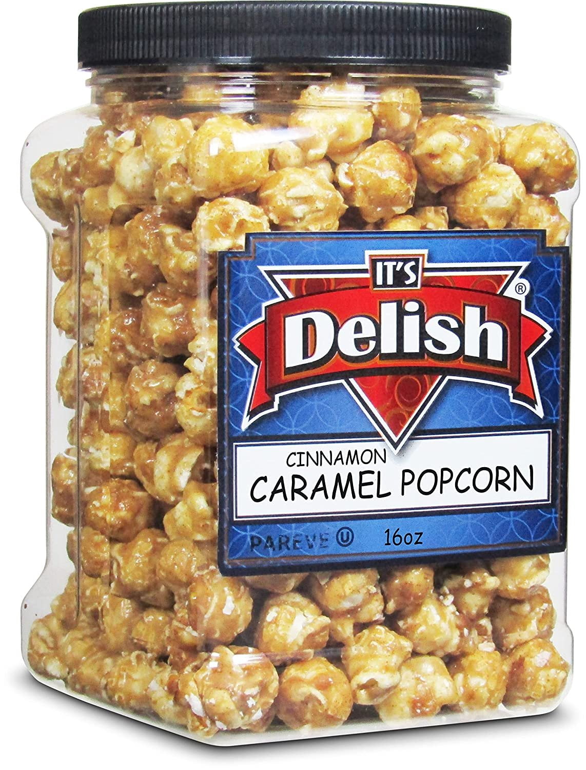 Gourmet Cinnamon Caramel Popcorn by Its Delish, 16 OZ Jumbo Container  Caramel Corn Air Popped Sweet and Crunchy Glazed Carmel Corn Snack, Movie Night, Parties, Events - Gluten Free, Vegan, Kosher