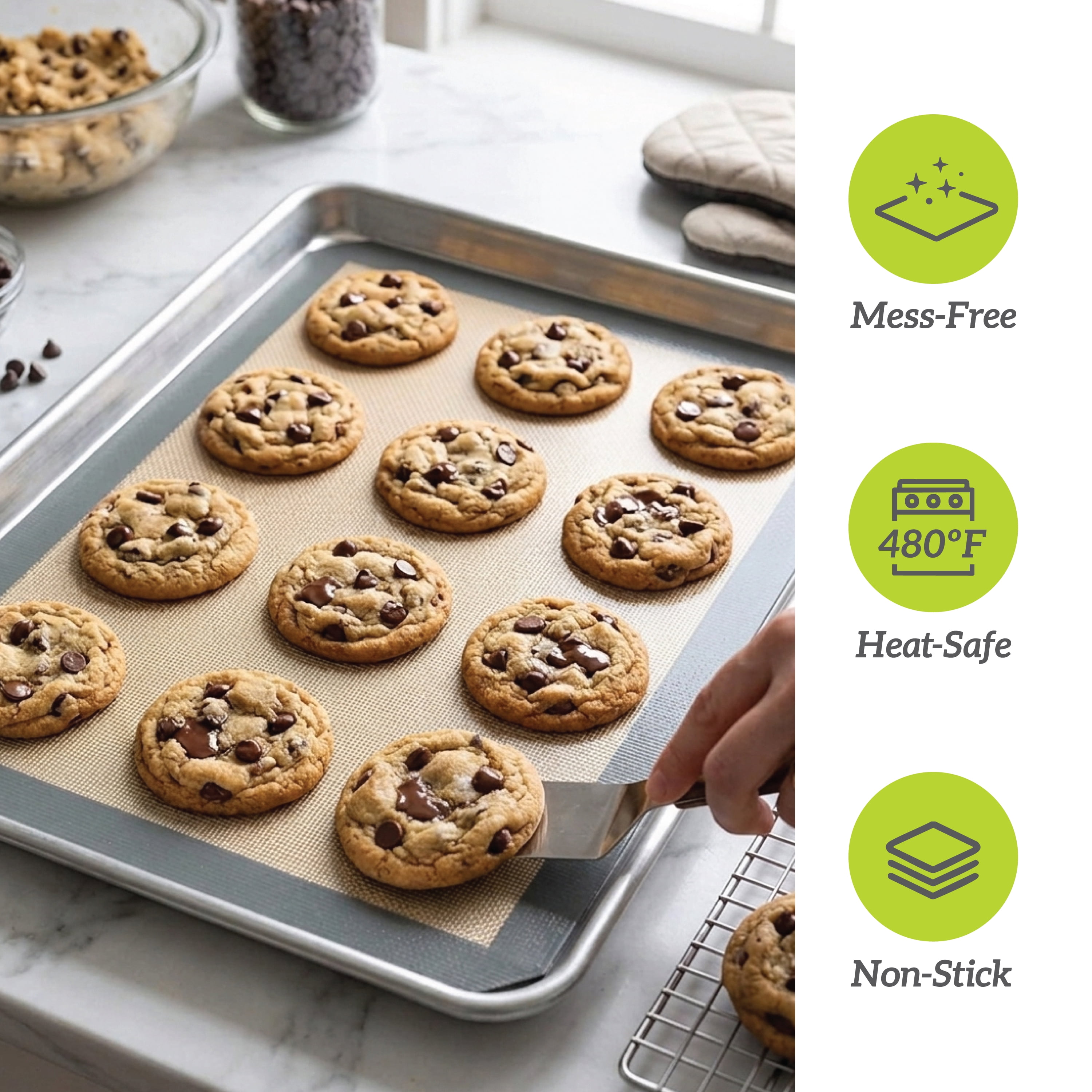 Gourmet Club Silicone Non-Stick Baking Mat, Reusable Heat-Resistant Sheet Liner