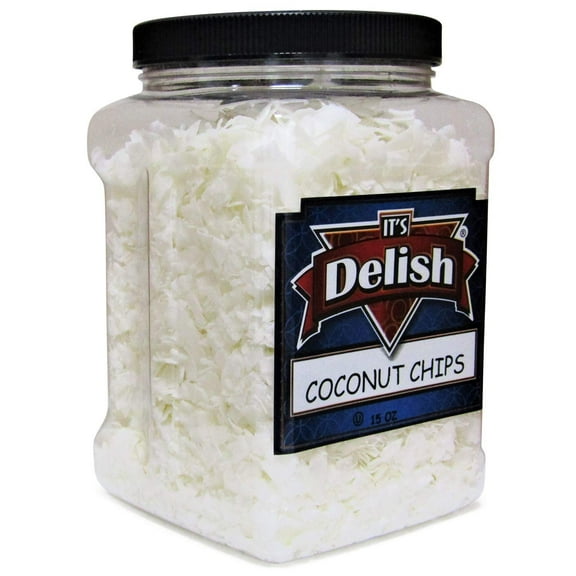 Gourmet Coconut Chips All Natural, Raw, Unsweetened, by Its Delish - 18 Oz Jumbo Reusable Container - Gluten Free, Multi Serve Coconut Flakes Chips - Certified Kosher