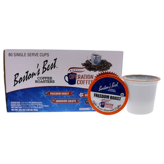 Gourmet Coffee Assortment by Bostons Best for - 80 Cups 20 Cup Fredom Roast, 20 Cup Warrior Salute, 20 Cup Bravery Blend, 20 Cup Boot Camp Blend