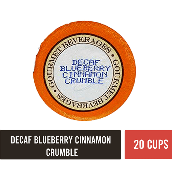 Gourmet Coffee Decaf Blueberry Cinnamon Crumble Medium Roast, Coffee Pods, 20 Ct