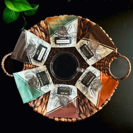 Gourmet Coffee From Around the World Sampler Gift Box, Set of 6 Origin and Blends in Gift Box with Ribbon