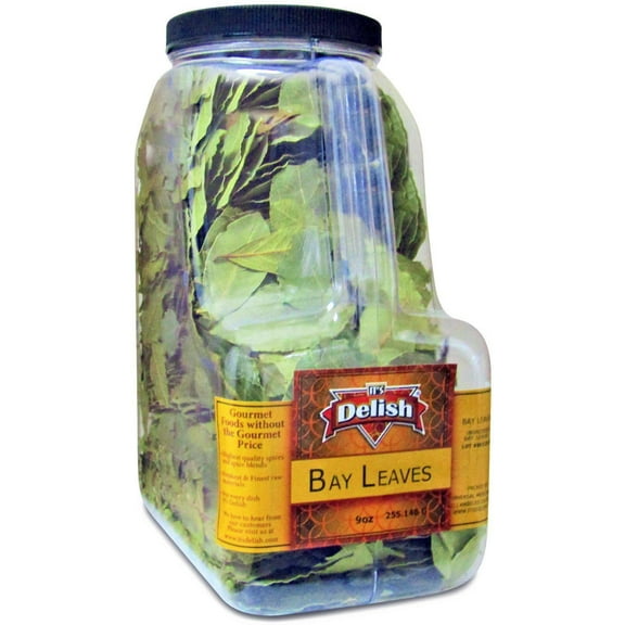 Gourmet Dried Whole Bay Leaves by Its Delish - 9 OZ Gallon Size Jug with Handle - Natural Bay Leaf Dried Herb Spices for Commercial Kitchens, Foodservice & Restaurants - Great for Cooking, Baking,...