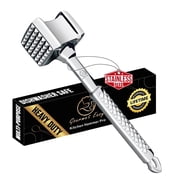 Gourmet Easy - Stainless Steel Meat Tenderizer Tool, Premium Meat Mallet with Non-Slip Grip, Dual-sided Kitchen Mallet Ideal for Tenderizing Steak, Poultry & Chicken Cutlet, Dishwasher Safe