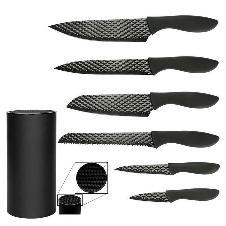 Gourmet Edge Diamond Stainless Steel Nonstick Blade Cutlery Set W/ Knife  Block (7 Piece) 