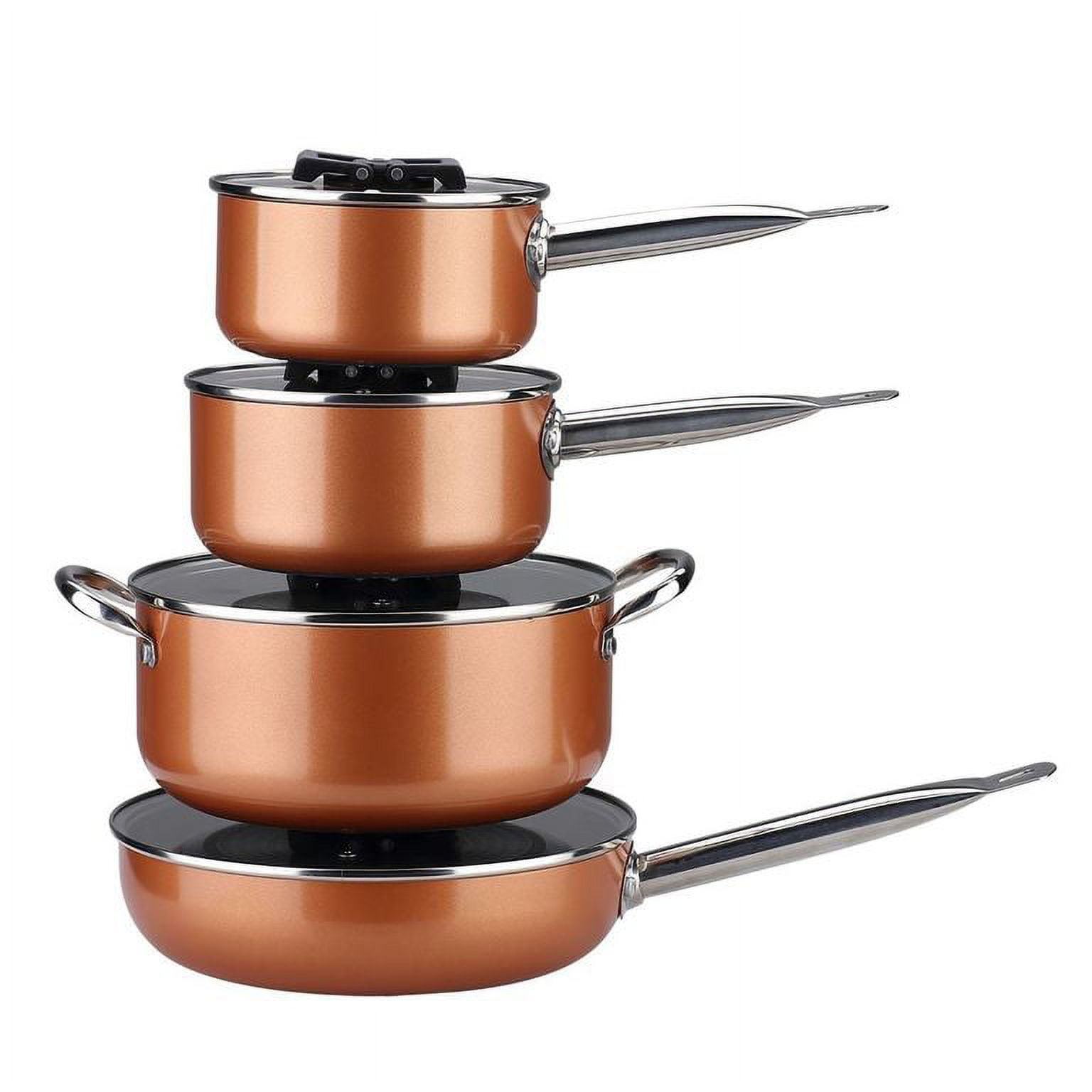 Clean Steam Vent Cookware Nonstick Pots and Pans Set, 14-Piece, Copper  Cooking accessories Stainless steel Egg pan Big pot for c - AliExpress
