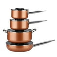 thumbnail image 1 of Gourmet Edge Stackable Stainless Steel Nonstick Cookware, Pots w/ Lids (8 Piece), 1 of 4