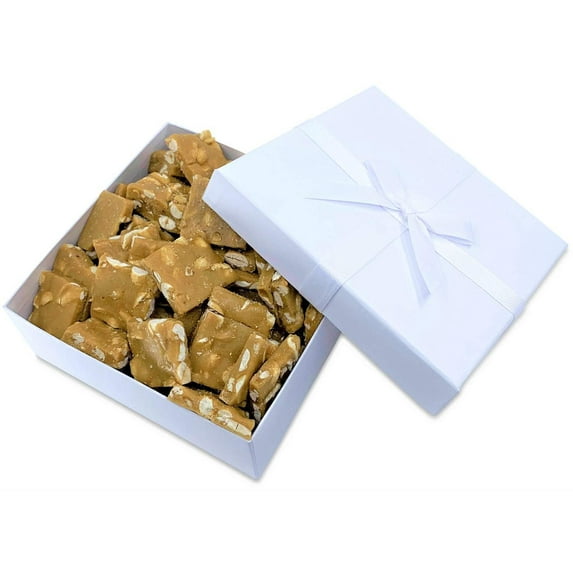 Gourmet Fathers Day Cashew Brittle Gift Box - by Its Delish Handmade Old-Fashioned Style Beautiful & Delicious Square Cut Pieces 16 Oz Cashews Brittle New Years Party Anniversary Hostess...