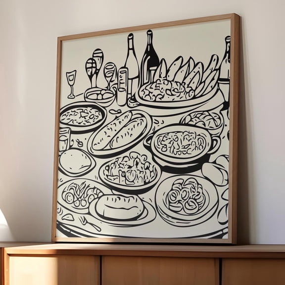 Gourmet Feast Art Print - Elegant Kitchen Decor, Food Lovers Wall Art, Dining Room Poster, Food Artwork, High-Quality Artwork Wall Art, Modern Wall Decor, 8x12 UNFRAMED