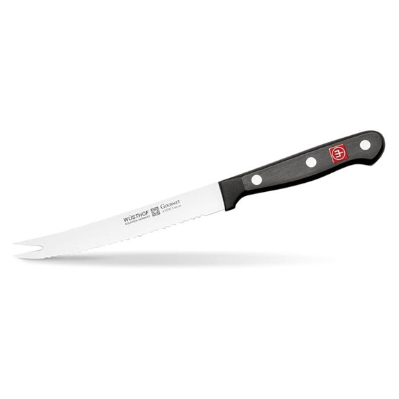 Gourmet Five Inch Tomato Knife | 5" Tomato Knife with Serrated Edge | Precise Laser Cut High Carbon Stainless Steel Serrated Utility Knife  Model