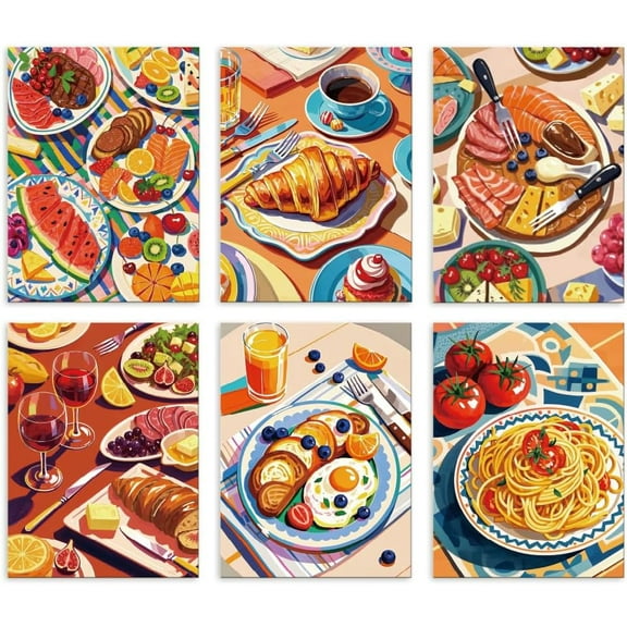 Gourmet Food Waterproof Canvas Wall Art Decor Breakfast Picnic Canvas Wall Poster for Home Kitchen Coffee Office Restaurant Dining Room Decor 8x10 inch Unframed