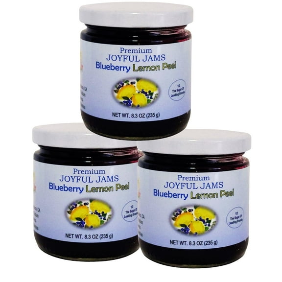 Gourmet - Fruitful Fair Premium Joyful Jams - Blueberry Lemon-Peel Jam, 8.3 oz, 3 Jars