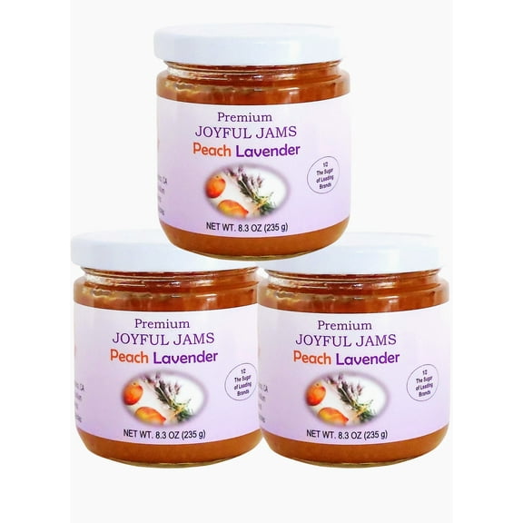 Gourmet - Fruitful Fair Premium Joyful Jams - Peach Lavender Jam, 8.3 oz, 3 Jars