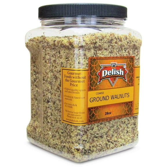 Gourmet Ground Walnuts Pure Kosher Walnut Meal by Its Delish - 28 Oz Jumbo Reusable Container